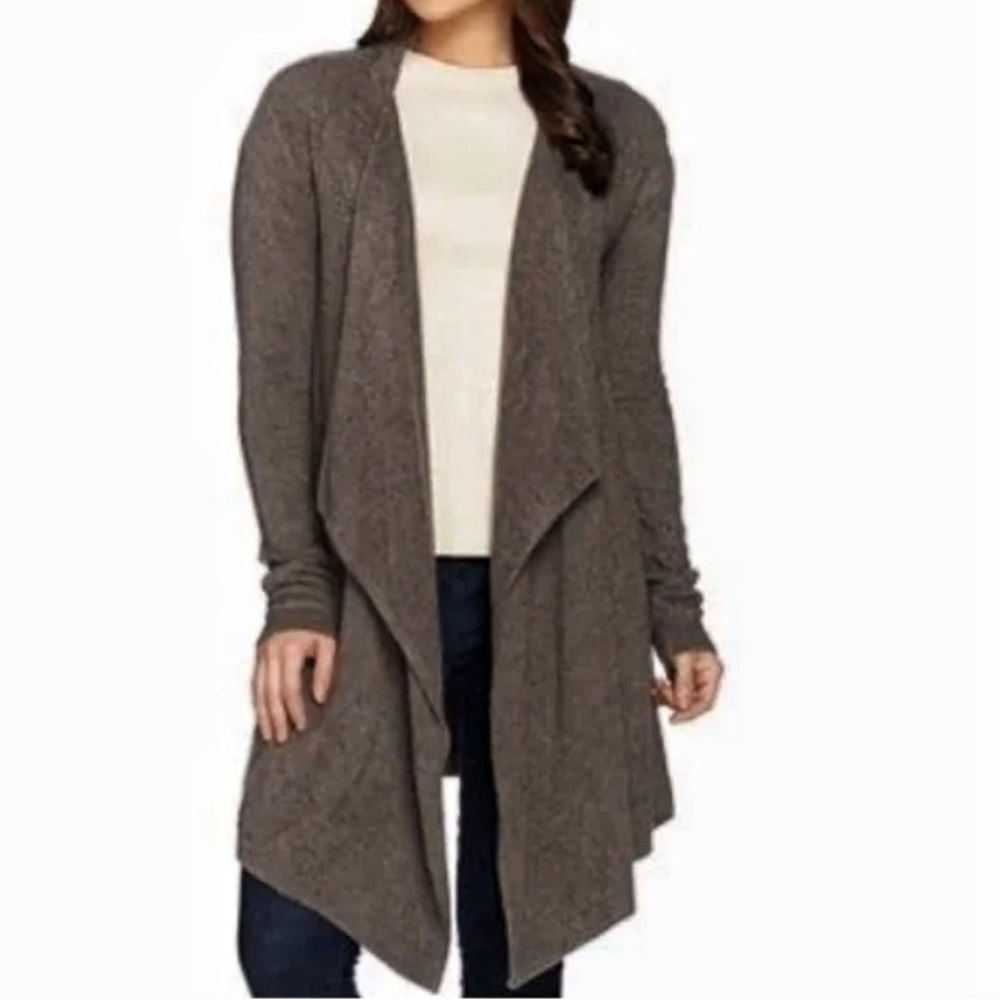 Barefoot Dreams Calypso Cardigan CozyChic Ultra Lite Long Open Brown Sz S M